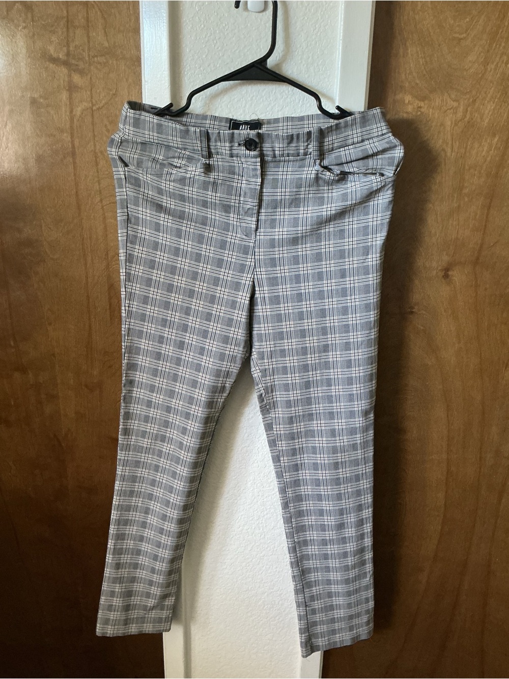 Have Pants Womens Large Tan Black Plaid Zip Fly Skinny Leg Pockets Everyday Wear